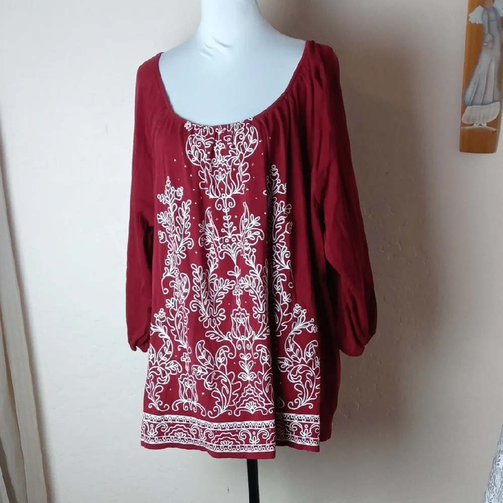 Rebecca Malone Women's Red Floral Top